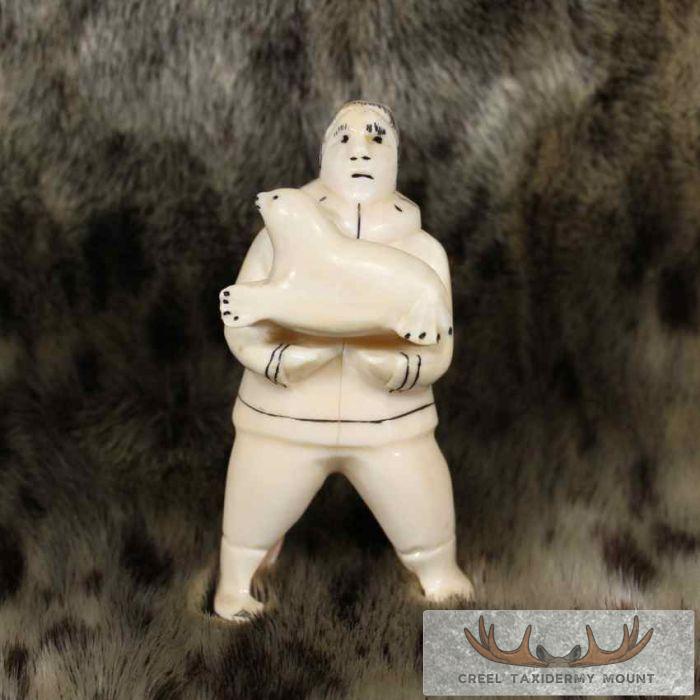 Ivory Eskimo & Seal Figurine For Sale - Image 8