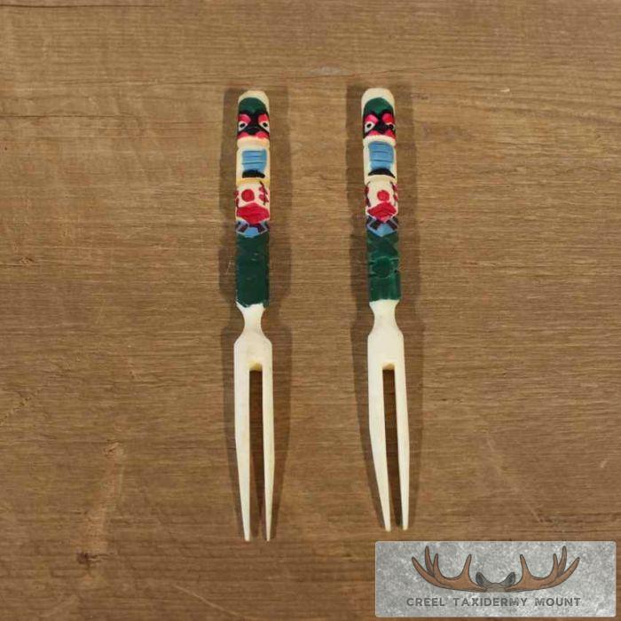 Ivory Carved Fork Set For Sale - Image 2