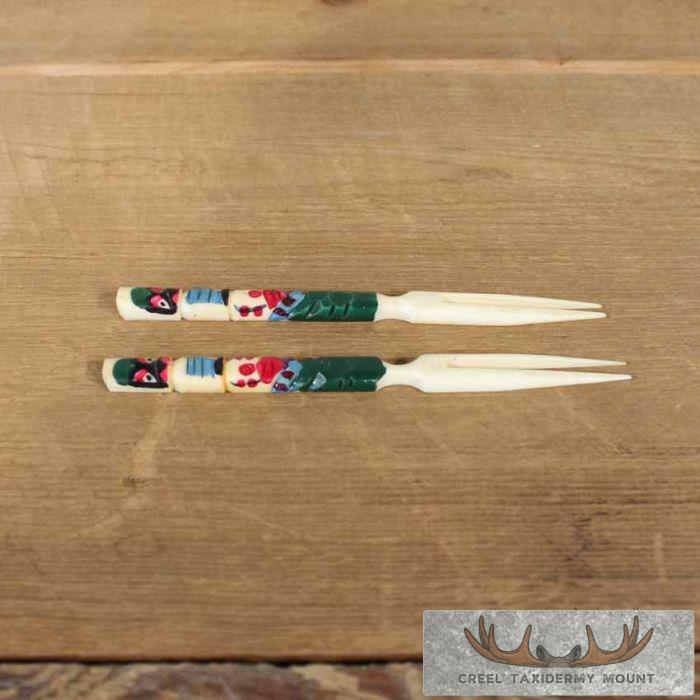 Ivory Carved Fork Set For Sale - Image 4