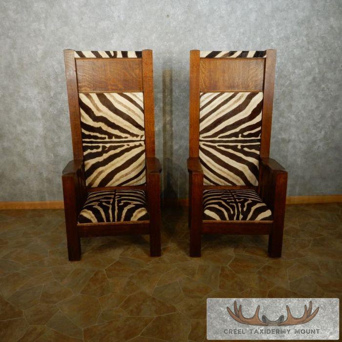 African Zebra Taxidermy Skin Bishop Chairs For Sale - Image 4
