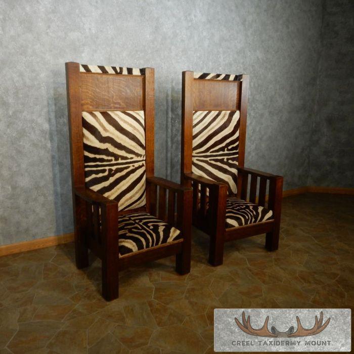 African Zebra Taxidermy Skin Bishop Chairs For Sale - Image 3