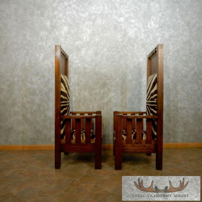African Zebra Taxidermy Skin Bishop Chairs For Sale - Image 8