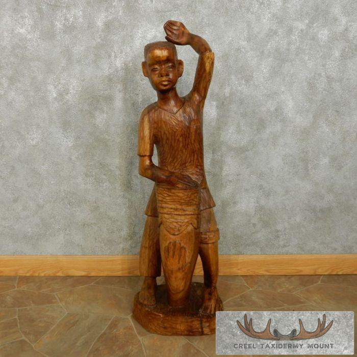 African Maasai Drummer Boy Carving For Sale - Image 6