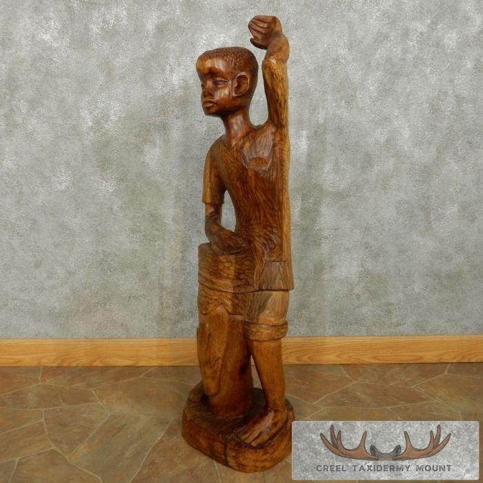 African Maasai Drummer Boy Carving For Sale - Image 3