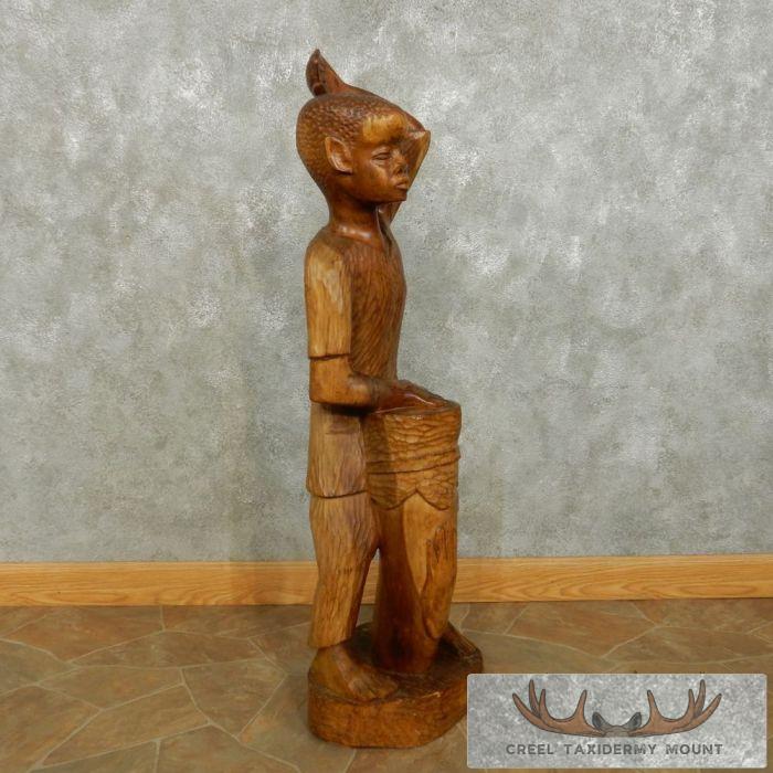 African Maasai Drummer Boy Carving For Sale - Image 2