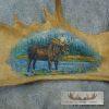 Painted Moose Antler Set Taxidermy Mount For Sale - Image 2