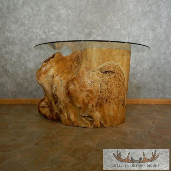 Carved Eagle Tree Trunk Table For Sale - Image 6