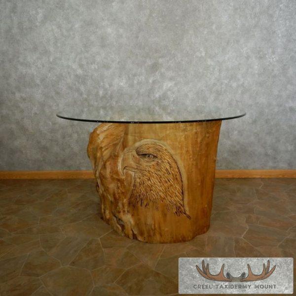 Carved Eagle Tree Trunk Table For Sale - Image 4