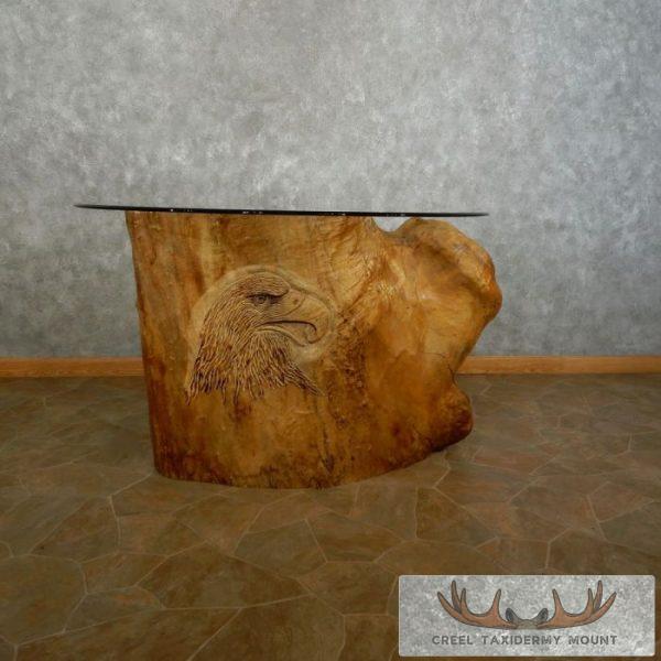Carved Eagle Tree Trunk Table For Sale - Image 3