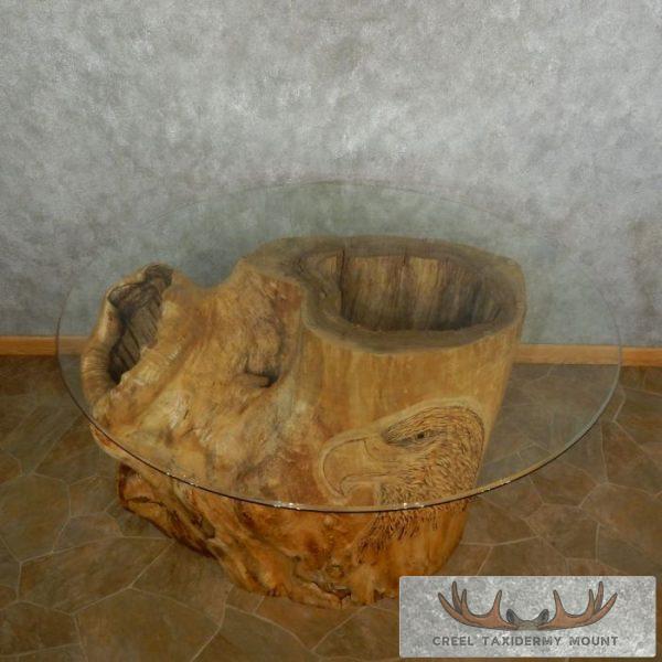 Carved Eagle Tree Trunk Table For Sale - Image 8