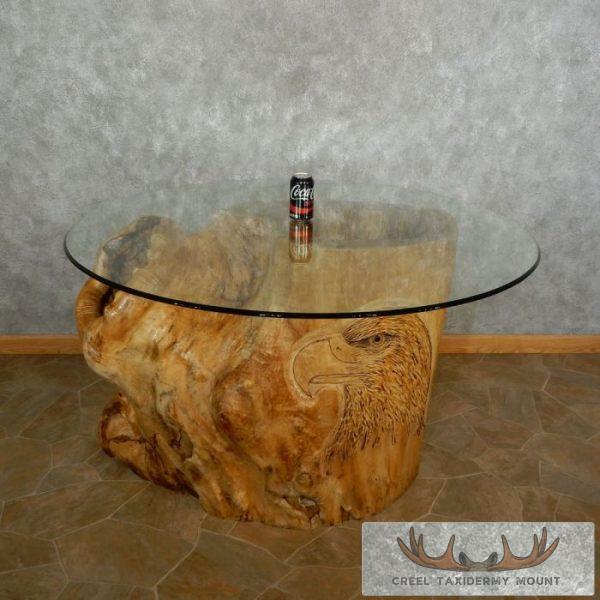 Carved Eagle Tree Trunk Table For Sale - Image 9