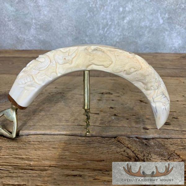 Carved Warthog Tusk Bottle And Letter Opener For Sale - Image 4