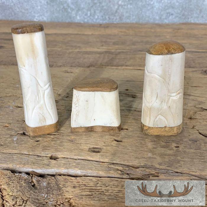 African Themed Carved Bone Salt and Pepper Shakers For Sale - Image 2