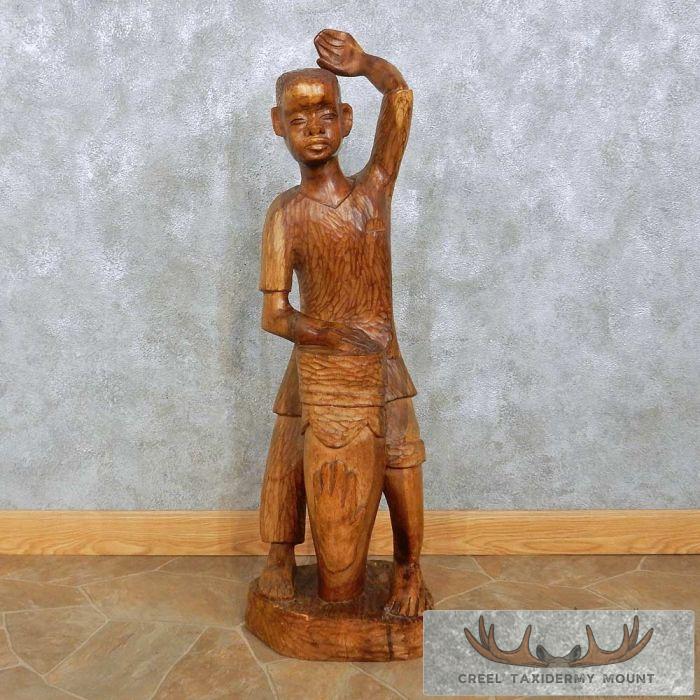 African Maasai Drummer Boy Carving For Sale