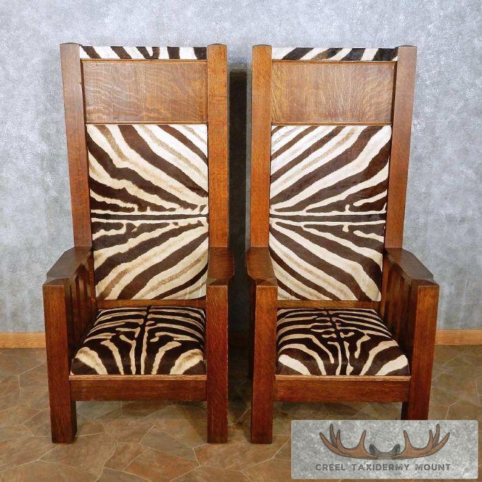 African Zebra Taxidermy Skin Bishop Chairs For Sale