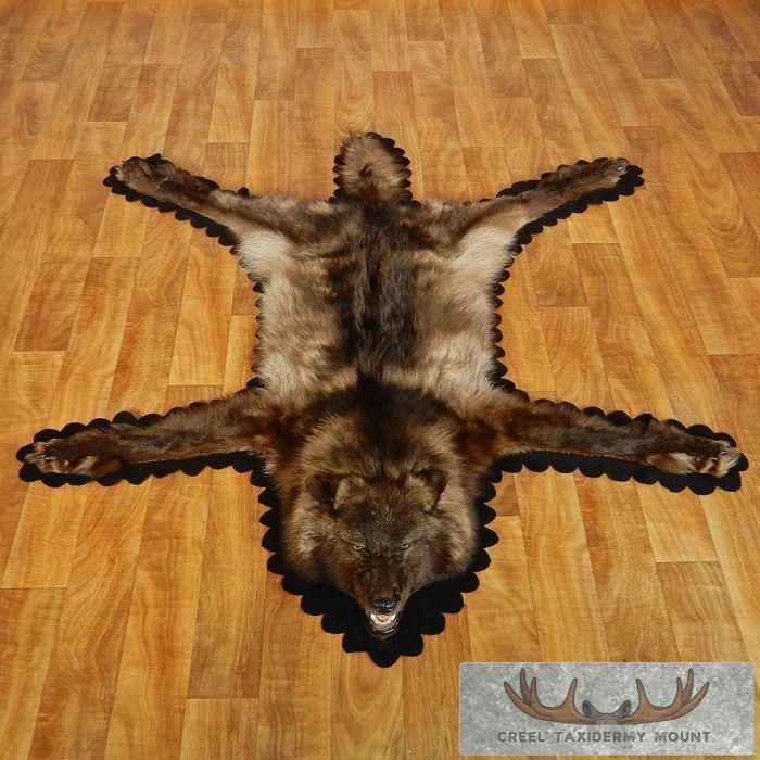 Black Wolf Full Rug For Sale - Creel Taxidermy