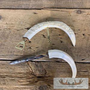 Carved Warthog Tusk Bottle And Letter Opener Taxidermy