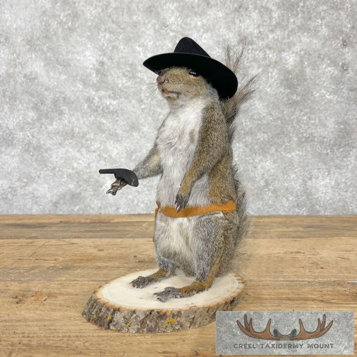thumbnail image 2 of Cowboy Squirrel Taxidermy Animal Statue On Base - Life Size - American Natural Resources - Made In USA 2 of 6