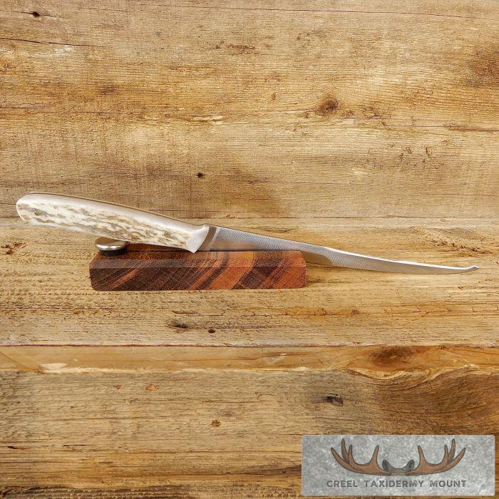 Large Double Edge Fillet Knife with Elk Antler Handle For Sale