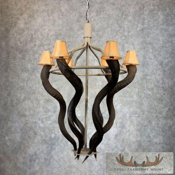 Six Light Kudu Horn Chandelier For Sale