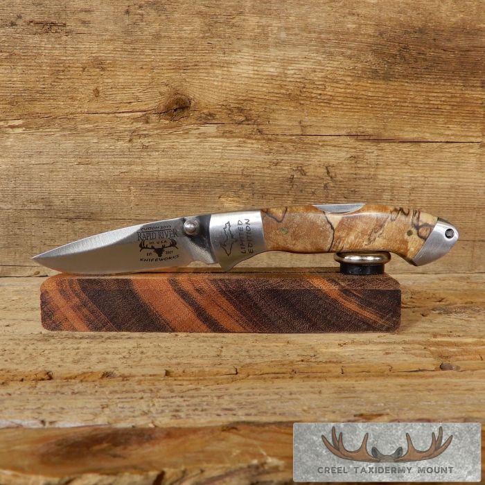 Limited Edition Folding Pocket Knife with Spalted Maple Handle For Sale