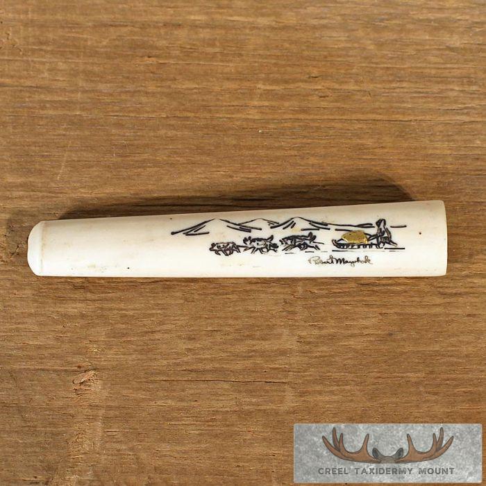 Ivory Pipe Stem w/ Gold Nugget Inlay For Sale