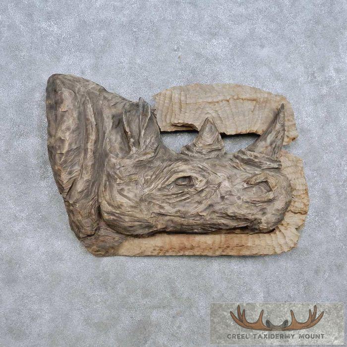 African Rhinoceros Wood Carving Safari Decor For Sale
